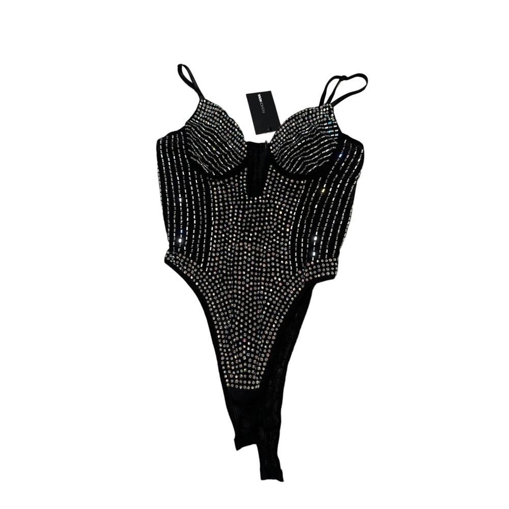 Fashion Nova Curve Rhinestone Bodysuit Size 2X